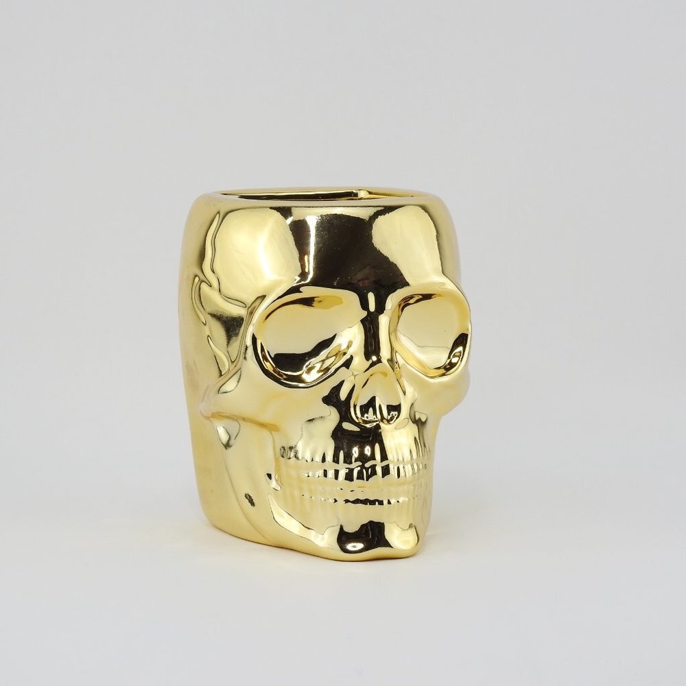 New Bath Body Works Gold Skull Soap Bottle Holder Golden